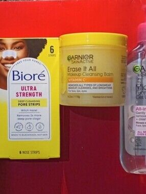BIORE Ultra Strength Deep Cleansing Pore Strips & Garnier Gel Cleanser &Balm